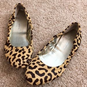 Leather animal print flats